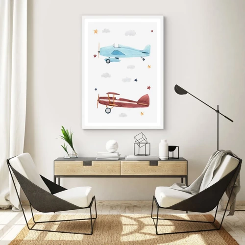 Poster in cornice bianca - Aspettando il pilota - 61x91 cm