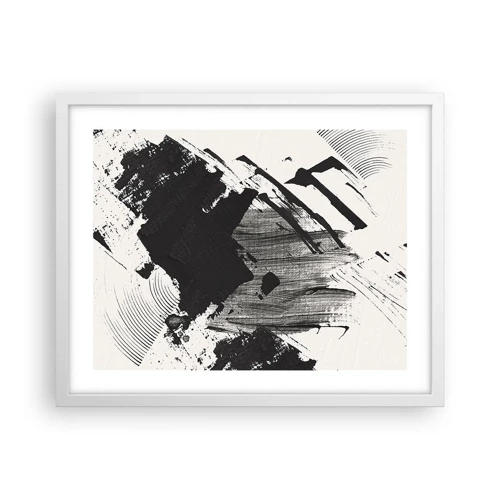 Poster in cornice bianca - Astrazione: espressione di nero - 50x40 cm