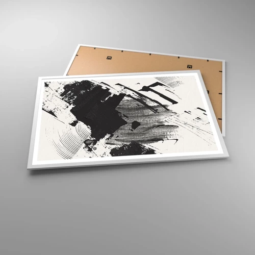 Poster in cornice bianca - Astrazione: espressione di nero - 91x61 cm