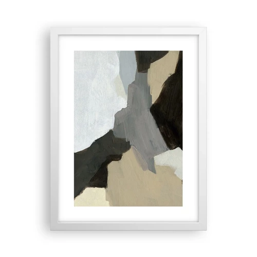 Poster in cornice bianca - Astrazione: il crocevia del grigio - 30x40 cm