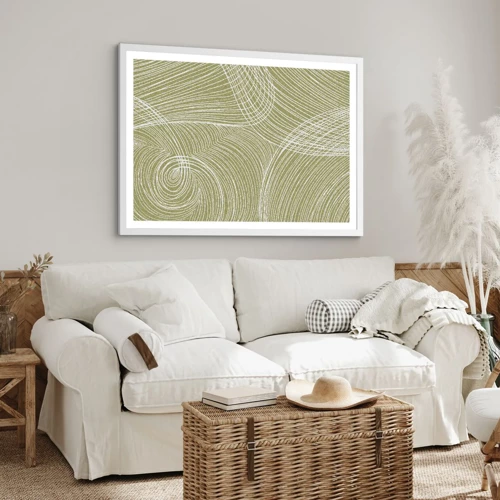 Poster in cornice bianca - Astrazione intricata in bianco - 100x70 cm