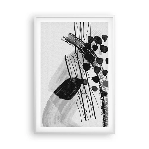 Poster in cornice bianca - Astrazione organica in bianco e nero - 61x91 cm
