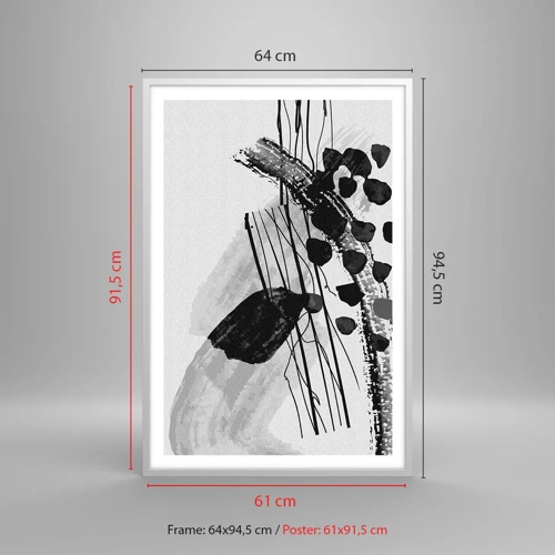 Poster in cornice bianca - Astrazione organica in bianco e nero - 61x91 cm