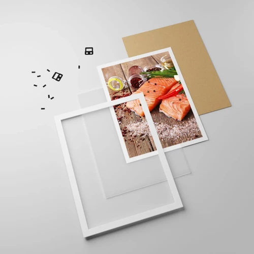 Poster in cornice bianca - Avventura norvegese in cucina - 30x40 cm