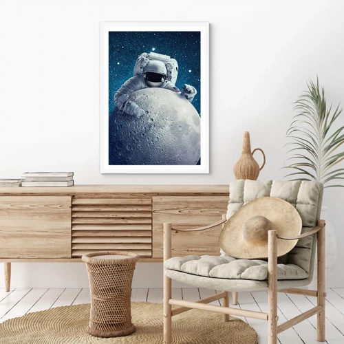 Poster in cornice bianca - Burlone spaziale - 61x91 cm