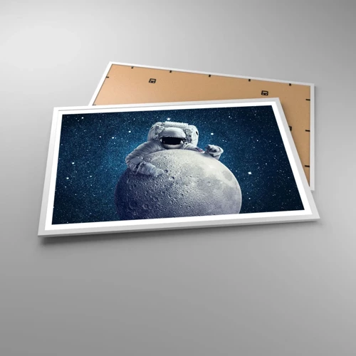 Poster in cornice bianca - Burlone spaziale - 91x61 cm