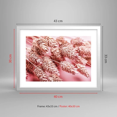 Poster in cornice bianca - Cascata di fiori in rosa - 40x30 cm