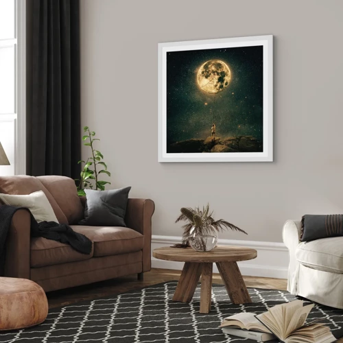 Poster in cornice bianca - Chi ha rubato la luna - 60x60 cm