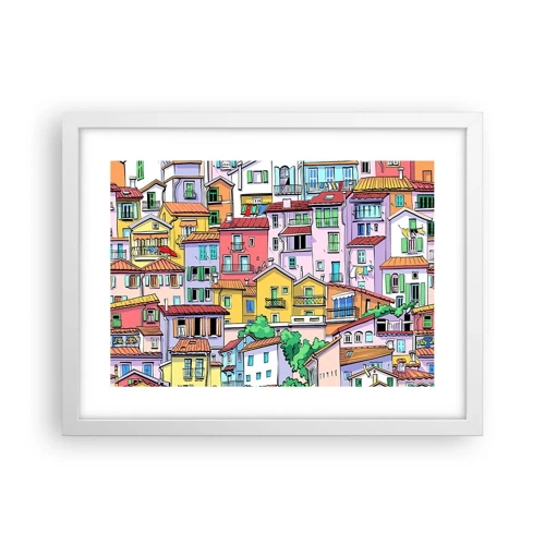 Poster in cornice bianca - Città allegra - 40x30 cm