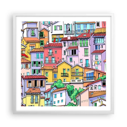 Poster in cornice bianca - Città allegra - 60x60 cm