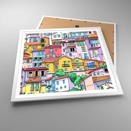 Poster in cornice bianca - Città allegra - 60x60 cm