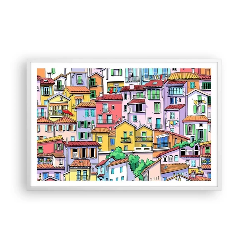 Poster in cornice bianca - Città allegra - 91x61 cm