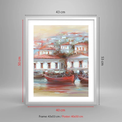 Poster in cornice bianca - Cittadina felice - 40x50 cm