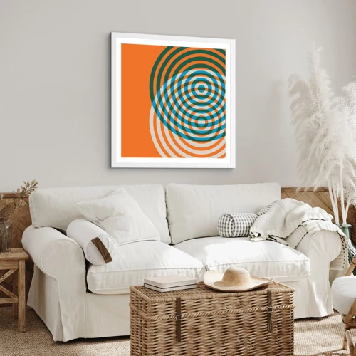 Poster in cornice bianca - Composizione astratta a cerchi - 50x50 cm