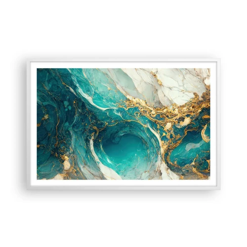 Poster in cornice bianca - Composizione con vene d'oro - 91x61 cm