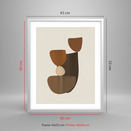 Poster in cornice bianca - Composizione in marrone - 40x50 cm