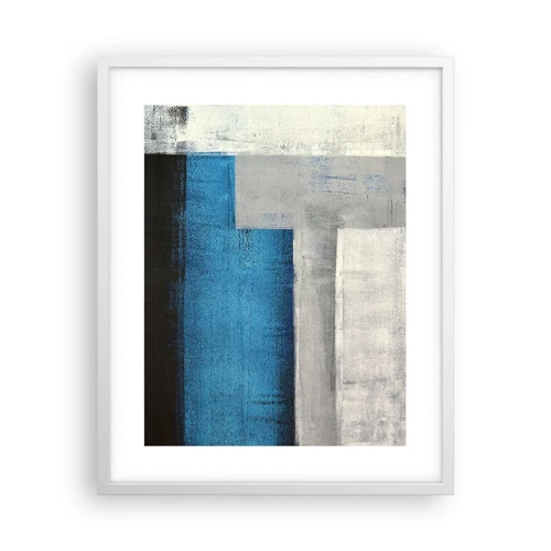 Poster in cornice bianca - Composizione poetica in grigio e blu - 40x50 cm