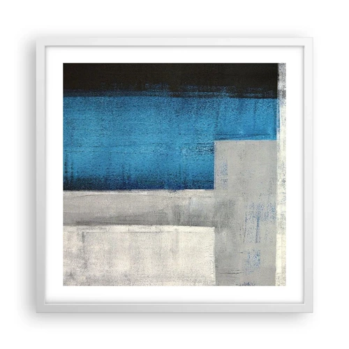 Poster in cornice bianca - Composizione poetica in grigio e blu - 50x50 cm