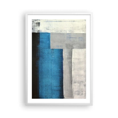 Poster in cornice bianca - Composizione poetica in grigio e blu - 50x70 cm