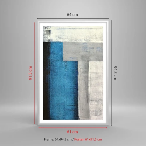 Poster in cornice bianca - Composizione poetica in grigio e blu - 61x91 cm