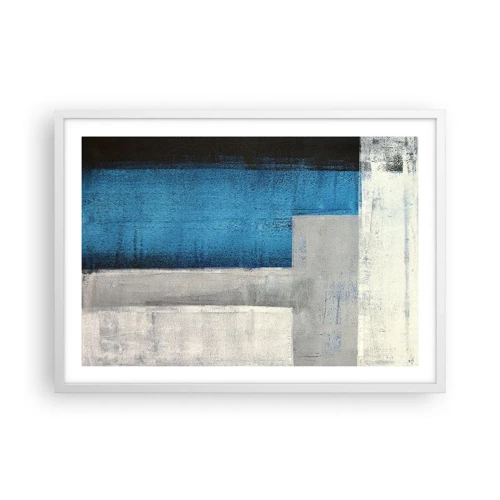Poster in cornice bianca - Composizione poetica in grigio e blu - 70x50 cm
