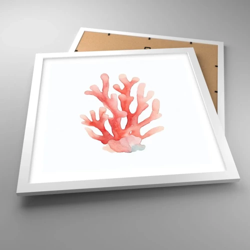 Poster in cornice bianca - Corallo color corallo - 40x40 cm