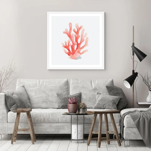 Poster in cornice bianca - Corallo color corallo - 50x50 cm