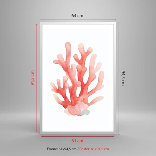 Poster in cornice bianca - Corallo color corallo - 61x91 cm