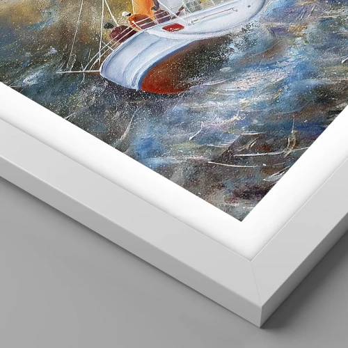 Poster in cornice bianca - Correndo sulle onde - 70x100 cm