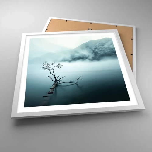 Poster in cornice bianca - Dall'acqua e dalla nebbia - 50x50 cm