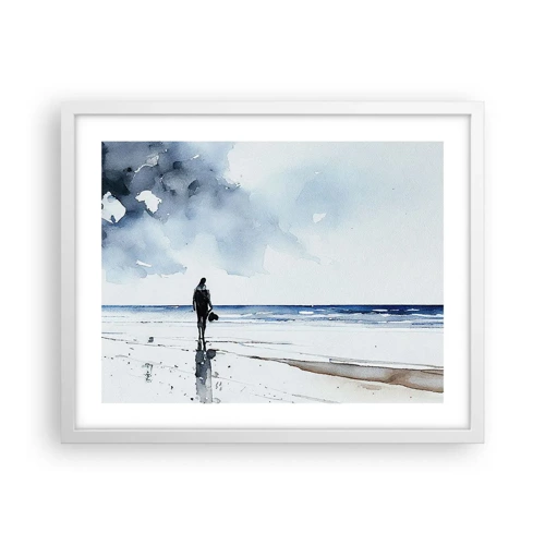 Poster in cornice bianca - Dialogo con il mare - 50x40 cm