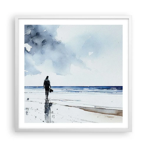 Poster in cornice bianca - Dialogo con il mare - 60x60 cm