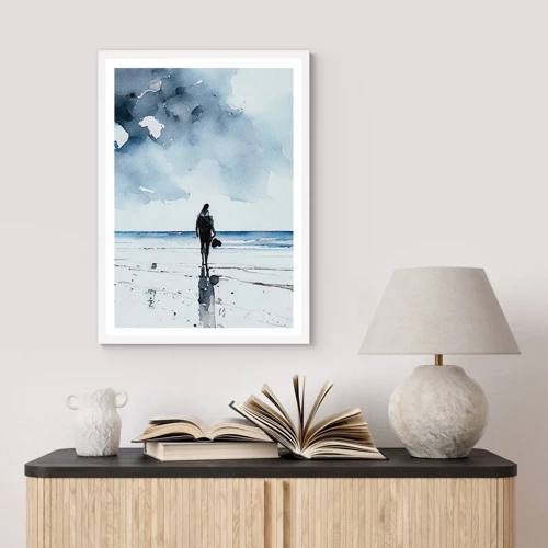 Poster in cornice bianca - Dialogo con il mare - 70x100 cm