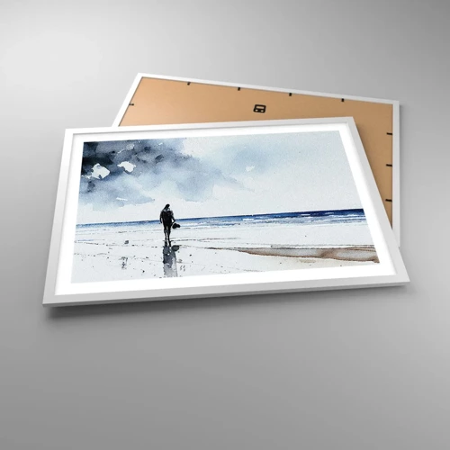 Poster in cornice bianca - Dialogo con il mare - 70x50 cm