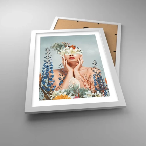 Poster in cornice bianca - Donna - fiore - 30x40 cm