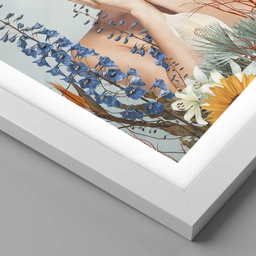Poster in cornice bianca - Donna - fiore - 40x30 cm