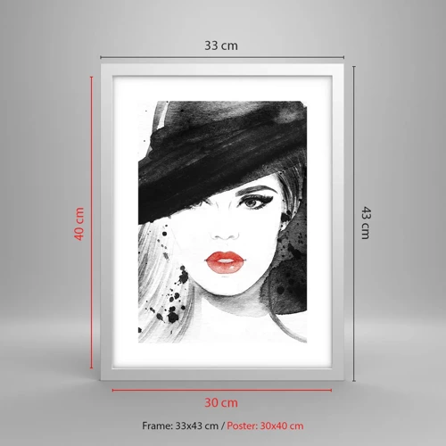 Poster in cornice bianca - Donna in nero - 30x40 cm