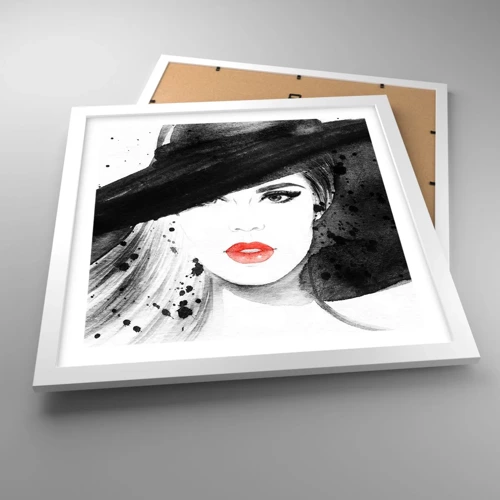 Poster in cornice bianca - Donna in nero - 40x40 cm