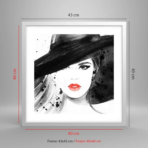 Poster in cornice bianca - Donna in nero - 40x40 cm
