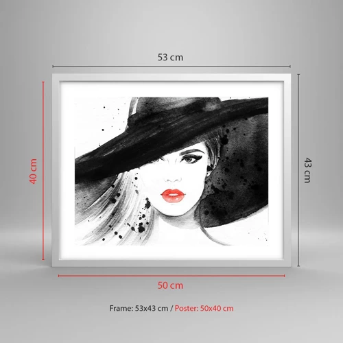 Poster in cornice bianca - Donna in nero - 50x40 cm