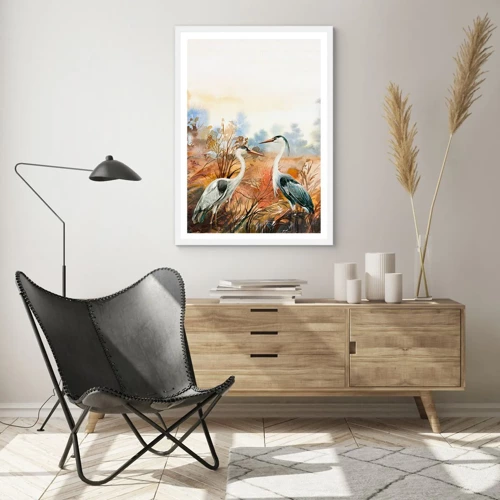 Poster in cornice bianca - Dove in autunno? - 70x100 cm