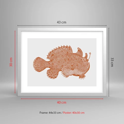 Poster in cornice bianca - È davvero un pesce - 40x30 cm