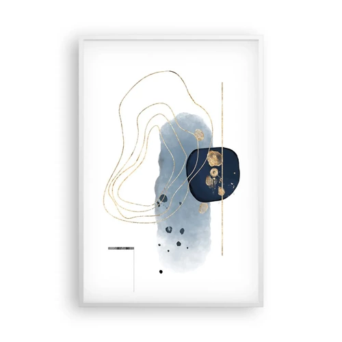 Poster in cornice bianca - Fantasia blu e oro - 61x91 cm