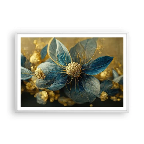 Poster in cornice bianca - Fiorire d'oro - 100x70 cm