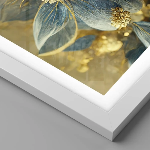 Poster in cornice bianca - Fiorire d'oro - 100x70 cm