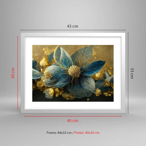 Poster in cornice bianca - Fiorire d'oro - 40x30 cm