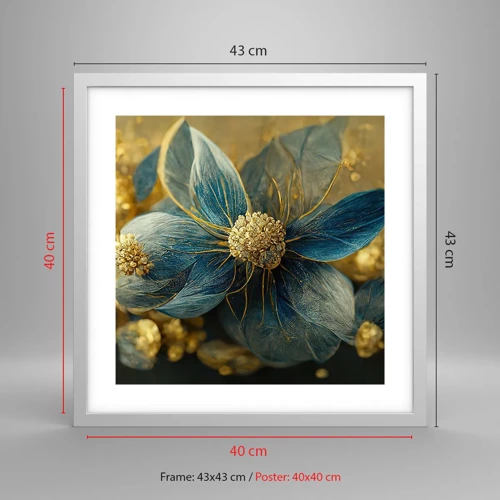 Poster in cornice bianca - Fiorire d'oro - 40x40 cm