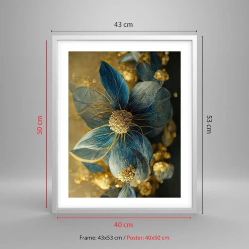 Poster in cornice bianca - Fiorire d'oro - 40x50 cm