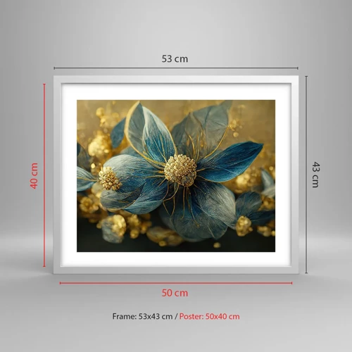 Poster in cornice bianca - Fiorire d'oro - 50x40 cm