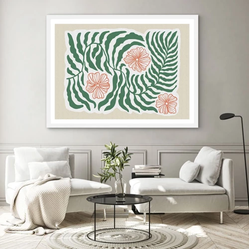 Poster in cornice bianca - Fioritura nel verde - 40x30 cm